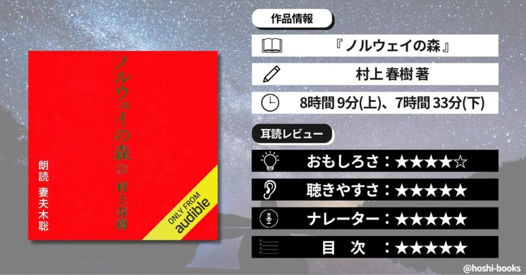 オーディブルのおすすめ小説「ノルウェイの森」の正直レビュー